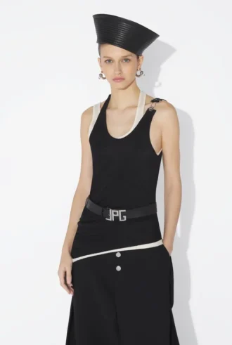 Débardeur double drapé noir