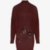 La robe courte bordeaux brodée