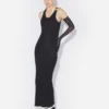 La robe drapée noire double La robe drapée noire double