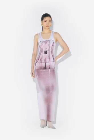 La robe en maille effet corset trompe-l&rsquo;œil