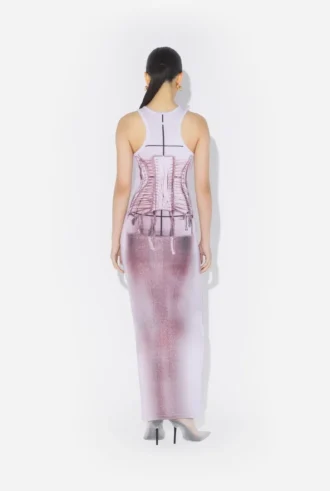 La robe en maille effet corset trompe-l&rsquo;œil