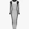 La robe longue bicolore à motif marin