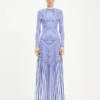La robe longue bleue à motif « Target »