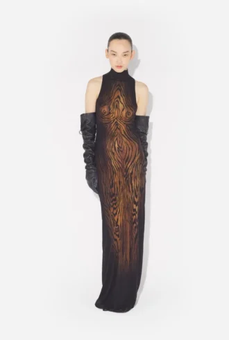 La robe longue drapée « Wood »