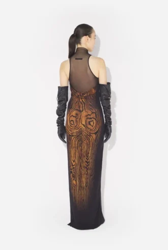 La robe longue drapée « Wood »
