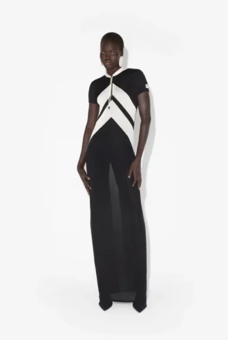 La robe longue noire à Chevrons La robe longue noire à Chevrons