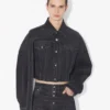 La veste en denim noir à bretelles La veste en denim noir à bretelles