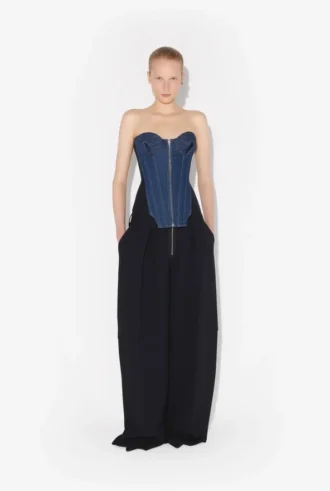 Le corset en denim bi-matière