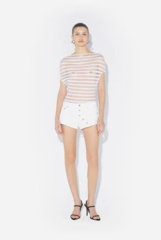 Le short en denim blanc boutonné