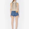 Le short en denim bleu boutonné