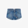 Le short en denim bleu boutonné
