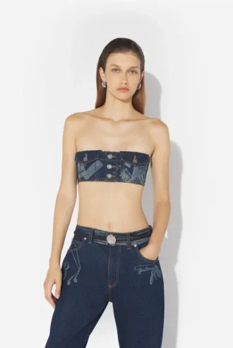 Le soutien-gorge en denim à effet trompe-l’œil Le soutien-gorge en denim à effet trompe-l’œil