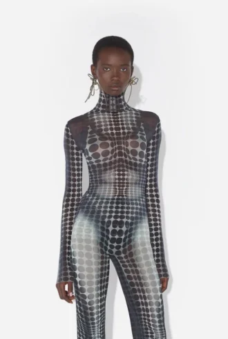 Réédition – Haut en maille avec imprimé pois noir et blanc