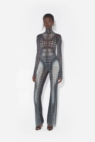 Réédition – Haut en maille avec imprimé pois noir et blanc