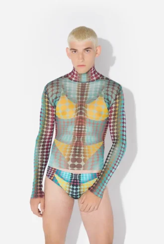 Réédition – Haut en Mesh Print à imprimé pois bleus