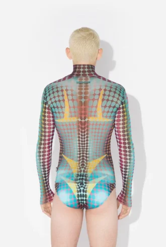 Réédition – Haut en Mesh Print à imprimé pois bleus