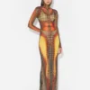 Réédition – la robe longue à pois marron