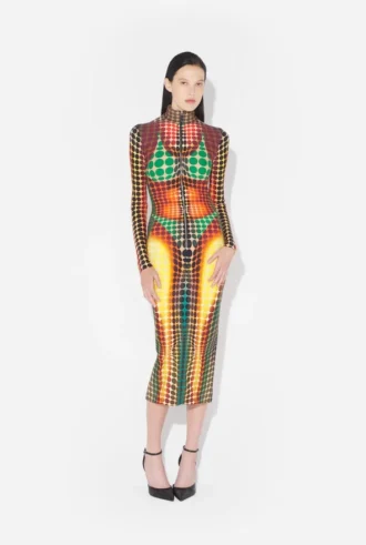 Réédition – la robe midi à pois marron