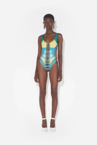 Réédition – Maillot de bain à pois bleus