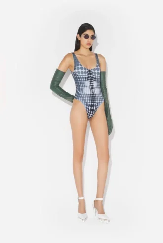 Réédition – Maillot de bain à pois noirs et blancs