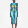Réédition – Robe à imprimé pois bleus