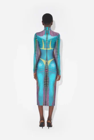Réédition – Robe à imprimé pois bleus