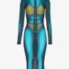 Réédition – Robe à imprimé pois bleus