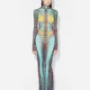 Réédition – Robe longue à pois bleus