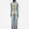 Réédition – Robe longue à pois bleus