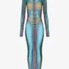 Réédition – Robe longue à pois bleus