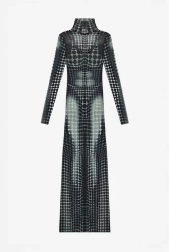 Réédition – Robe à pois noirs et blancs
